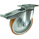 Plate Fixing Braked Swivel Castor 125 Mmpolyurethane Tyred Cast Iron Wheel Ball Journal Bearing 428160