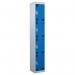 Perforated Door Tool Locker - 4 Compartments,standard Plug - Blue Door + Cam Lock - 1800 X 300 X 450 mm 428387