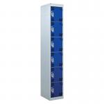 Perforated Door Tool Locker - 6 Compartments,standard Plug - Blue Door + Cam Lock - 1800 X 300 X 450 mm 428391
