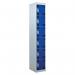 Perforated Door Tool Locker - 6 Compartments,standard Plug - Blue Door + Cam Lock - 1800 X 300 X 450 mm 428391