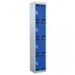 Perforated Door Tool Locker - 4 Compartments,standard Plug - Blue Door + Cam Lock - 1800 X 450 X 450 mm 428395