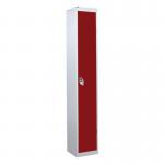 1 Door Standard Top Locker with Hasp& Staple Lock - Red - 1800 H X 300 W X 300 D mm 428408