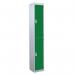 2 Door Standard Top Locker with Hasp& Staple Lock - Green - 1800 H X 300 W X 300 D mm 428412