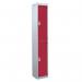 2 Door Standard Top Locker with Hasp& Staple Lock - Red - 1800 H X 300 W X 300 D mm 428415