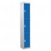 3 Door Standard Top Locker with Hasp& Staple Lock - Dark Blue - 1800 H X 300 W X 300 D mm 428417