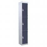 3 Door Standard Top Locker with Hasp& Staple Lock - Dark Grey - 1800 H X 300 W X 300 D mm 428418
