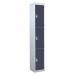 3 Door Standard Top Locker with Hasp& Staple Lock - Dark Grey - 1800 H X 300 W X 300 D mm 428418