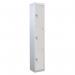3 Door Standard Top Locker with Hasp& Staple Lock - Light Grey - 1800 H X 300 W X 300 D mm 428421