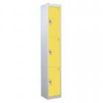 3 Door Standard Top Locker with Hasp& Staple Lock - Yellow - 1800 H X 300 W X 300 D mm 428423