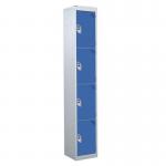 4 Door Standard Top Locker with Hasp& Staple Lock - Dark Blue - 1800 H X 300 W X 300 D mm 428424