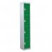 4 Door Standard Top Locker with Hasp& Staple Lock - Green - 1800 H X 300 W X 300 D mm 428426