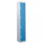 4 Door Standard Top Locker with Hasp& Staple Lock - Light Blue - 1800 H X 300 W X 300 D mm 428427