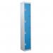 4 Door Standard Top Locker with Hasp& Staple Lock - Light Blue - 1800 H X 300 W X 300 D mm 428427