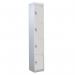 4 Door Standard Top Locker with Hasp& Staple Lock - Light Grey - 1800 H X 300 W X 300 D mm 428428