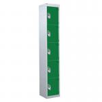 5 Door Standard Top Locker with Hasp& Staple Lock - Green - 1800 H X 300 W X 300 D mm 428433