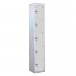 5 Door Standard Top Locker with Hasp& Staple Lock - Light Grey - 1800 H X 300 W X 300 D mm 428435