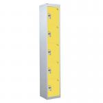 5 Door Standard Top Locker with Hasp& Staple Lock - Yellow - 1800 H X 300 W X 300 D mm 428437
