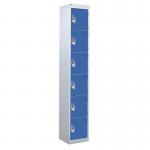 6 Door Standard Top Locker with Hasp& Staple Lock - Dark Blue - 1800 H X 300 W X 300 D mm 428438