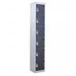 6 Door Standard Top Locker with Hasp& Staple Lock - Dark Grey - 1800 H X 300 W X 300 D mm 428439