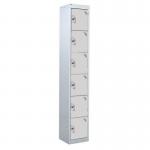 6 Door Standard Top Locker with Hasp& Staple Lock - Light Grey - 1800 H X 300 W X 300 D mm 428442