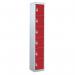 6 Door Standard Top Locker with Hasp& Staple Lock - Red - 1800 H X 300 W X 300 D mm 428443