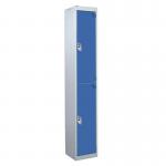 2 Door Standard Top Locker with Hasp& Staple Lock - Dark Blue - 1800 H X 300 W X 450 D mm 428452