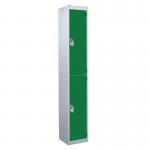 2 Door Standard Top Locker with Hasp& Staple Lock - Green - 1800 H X 300 W X 450 D mm 428454
