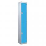 2 Door Standard Top Locker with Hasp& Staple Lock - Light Blue - 1800 H X 300 W X 450 D mm 428455