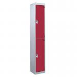 2 Door Standard Top Locker with Hasp& Staple Lock - Red - 1800 H X 300 W X 450 D mm 428457