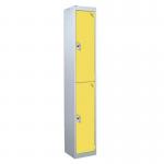 2 Door Standard Top Locker with Hasp& Staple Lock - Yellow - 1800 H X 300 W X 450 D mm 428458