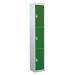 3 Door Standard Top Locker with Hasp& Staple Lock - Green - 1800 H X 300 W X 450 D mm 428461