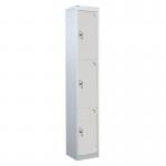 3 Door Standard Top Locker with Hasp& Staple Lock - Light Grey - 1800 H X 300 W X 450 D mm 428463