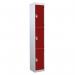 3 Door Standard Top Locker with Hasp& Staple Lock - Red - 1800 H X 300 W X 450 D mm 428464