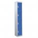 4 Door Standard Top Locker with Hasp& Staple Lock - Dark Blue - 1800 H X 300 W X 450 D mm 428466