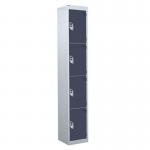 4 Door Standard Top Locker with Hasp& Staple Lock - Dark Grey - 1800 H X 300 W X 450 D mm 428467