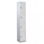 4 Door Standard Top Locker with Hasp& Staple Lock - Light Grey - 1800 H X 300 W X 450 D mm 428470
