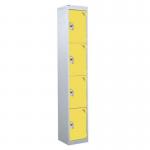4 Door Standard Top Locker with Hasp& Staple Lock - Yellow - 1800 H X 300 W X 450 D mm 428472