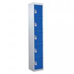 5 Door Standard Top Locker with Hasp& Staple Lock - Dark Blue - 1800 H X 300 W X 450 D mm 428473