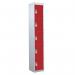 5 Door Standard Top Locker with Hasp& Staple Lock - Red - 1800 H X 300 W X 450 D mm 428478