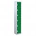 6 Door Standard Top Locker with Hasp& Staple Lock - Green - 1800 H X 300 W X 450 D mm 428482