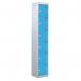 6 Door Standard Top Locker with Hasp& Staple Lock - Light Blue - 1800 H X 300 W X 450 D mm 428483