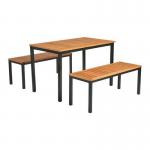 Rectangular wooden dining table and bench seat set 428843