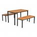 Rectangular wooden dining table and bench seat set 428843