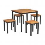 Square wooden dining table and stool set 428844