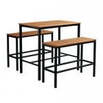 Rectangular wooden bar height table and bench set 428845