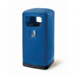 100L Square hooded top plastic litter bin, Blue 428970