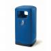 100L Square hooded top plastic litter bin, Blue 428970