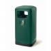 100L Square hooded top plastic litter bin, Green 428972