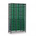 This photo features a tall, narrow storage unit with three columns of shallow trays. The frame is sturdy and the trays are neatly organized inside. The unit would be perfect for organizing and storing various items.