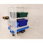 Slingsby powered Go-Far platform truck with tall 2 tier lockable security cage 429800